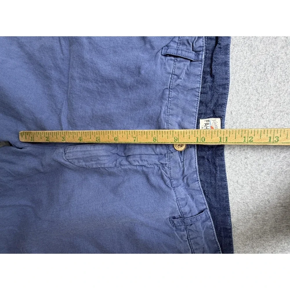Faherty Shorts Mens 34 Blue Linen Cotton Chino 9 Inseam Lightweight Casual